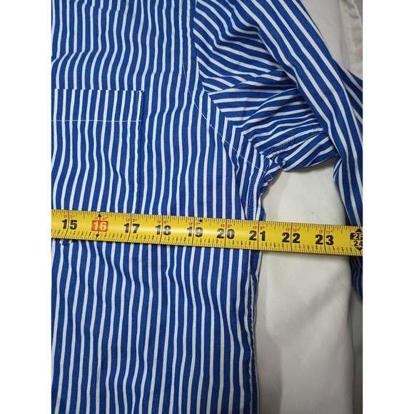 American Eagle Outfitters L  Button Up Shirt Mens Blue Striped Hipster Academia - Picture 5 of 5
